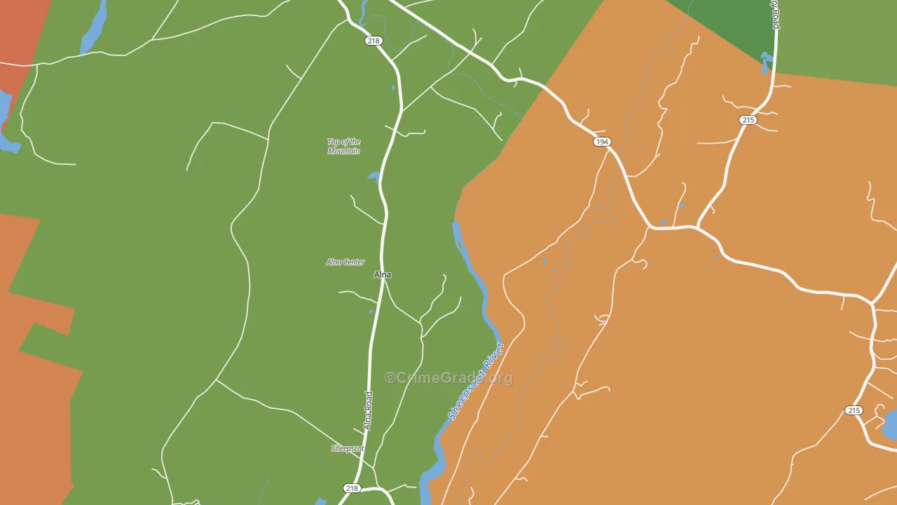 Alna, ME Map of Burglary Rates