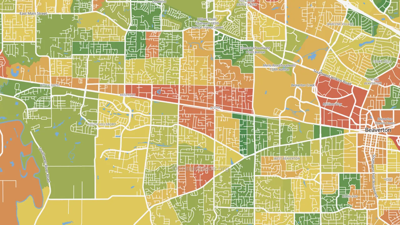 Aloha, OR Map of Burglary Rates