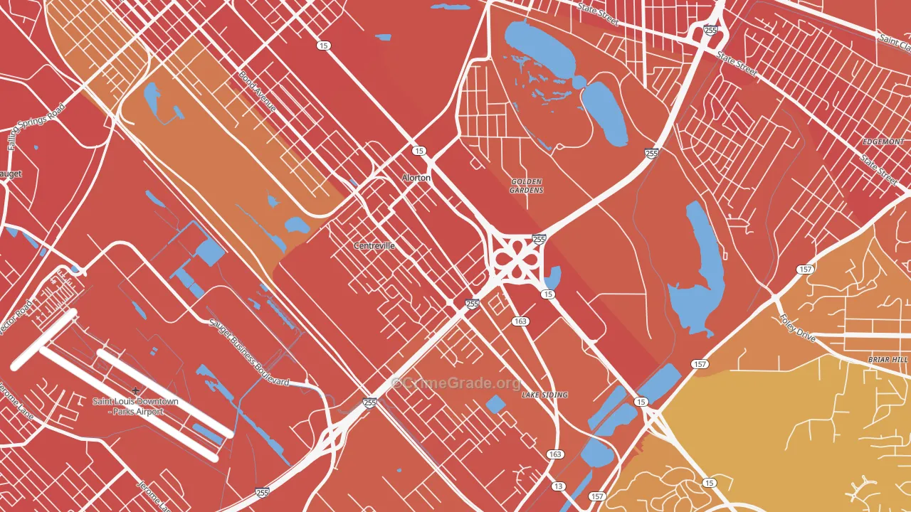Alorton, IL Map of Burglary Rates