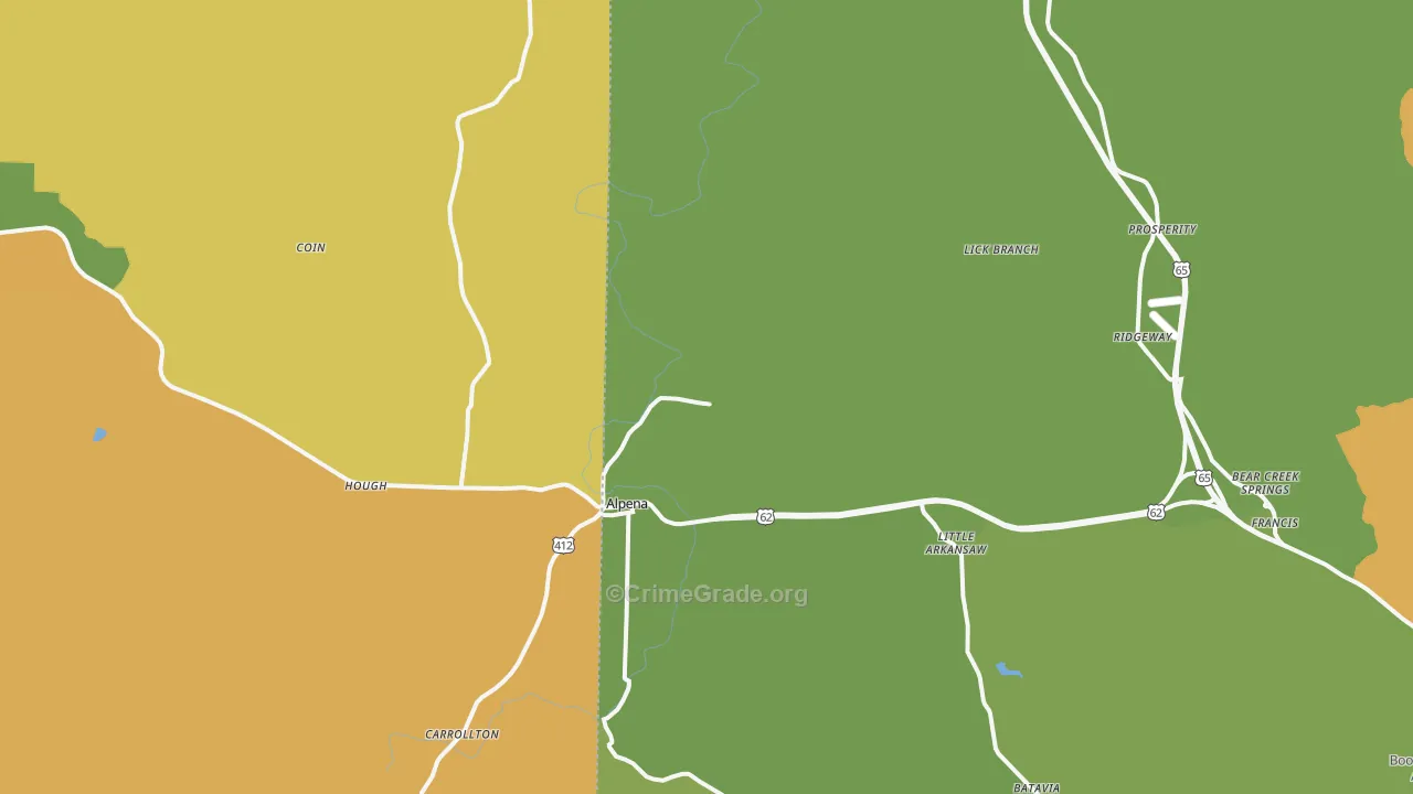Alpena, AR Map of Burglary Rates