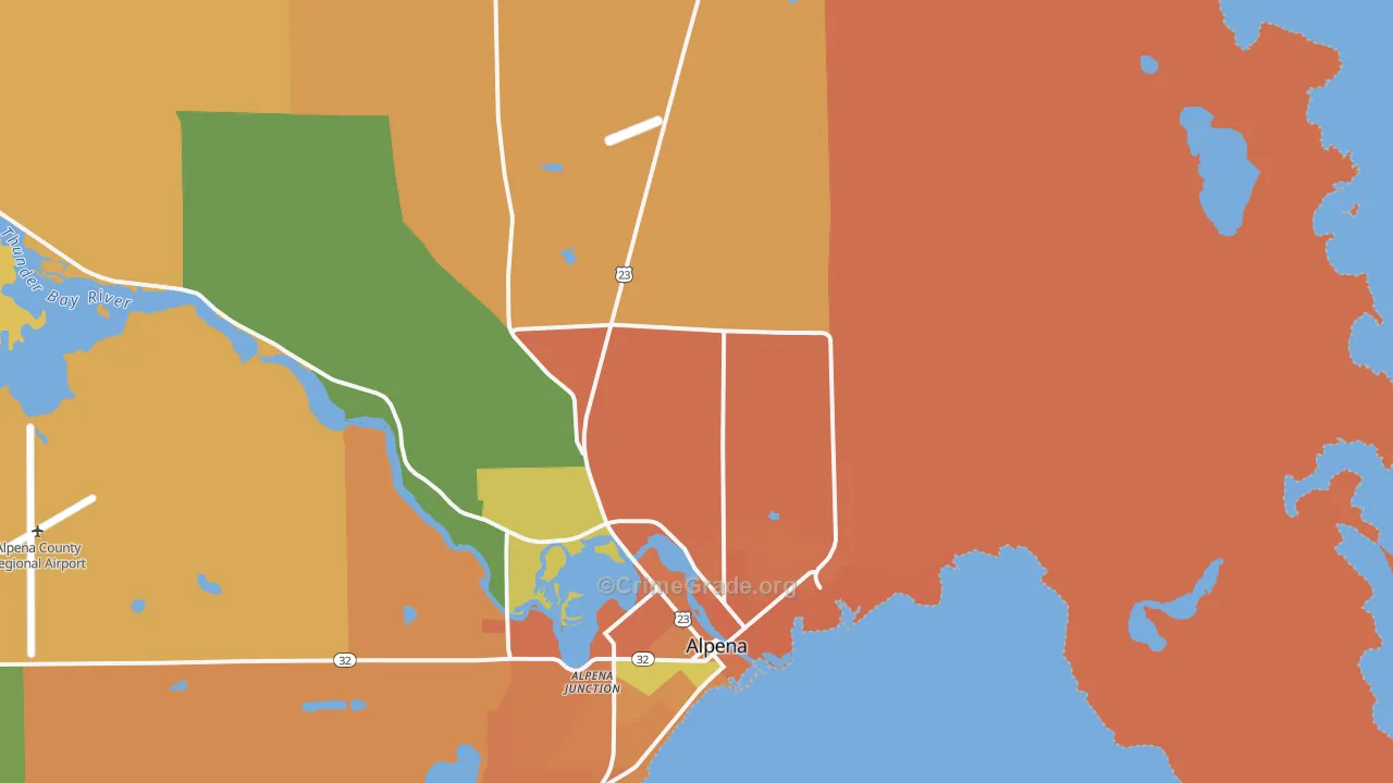Alpena Junction, MI Map of Burglary Rates