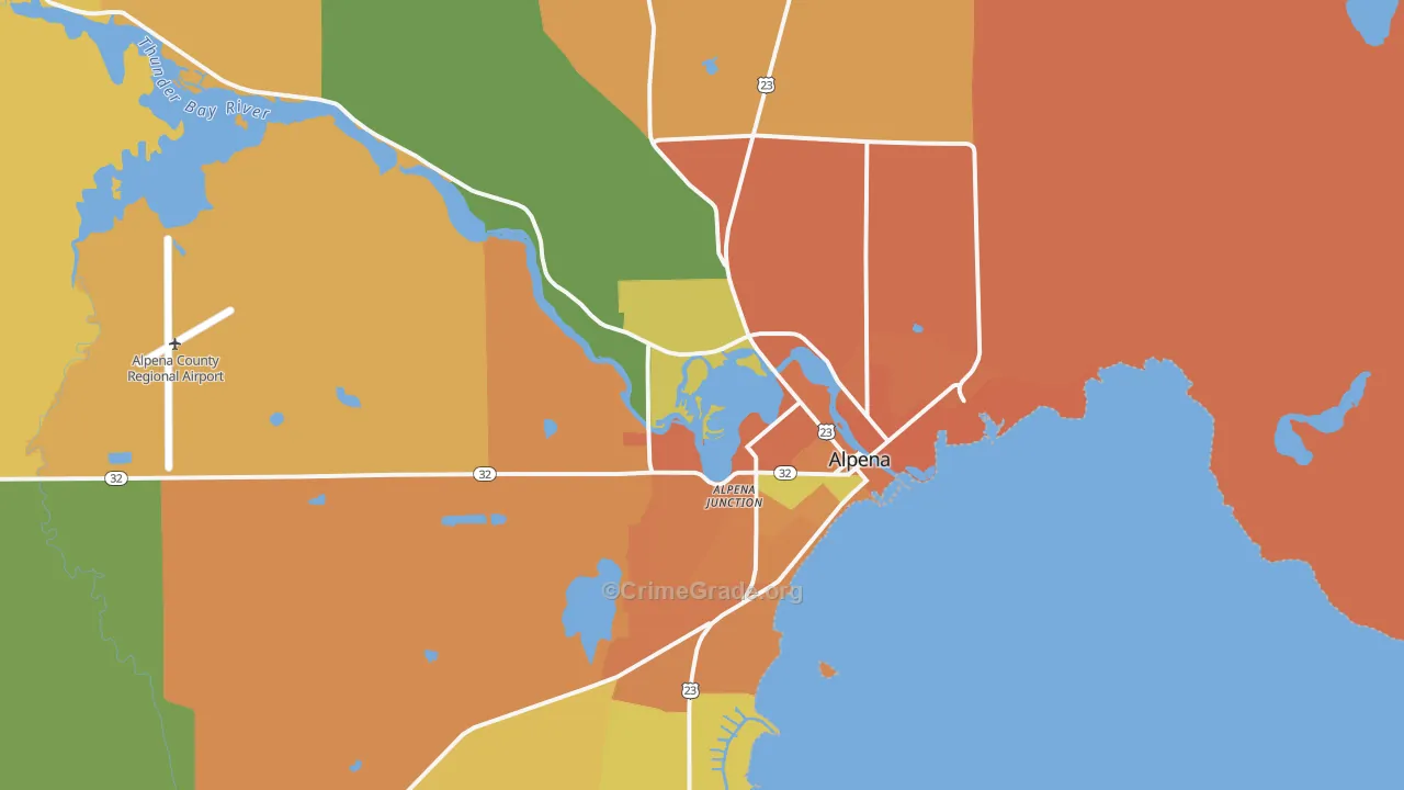 Alpena, MI Map of Burglary Rates