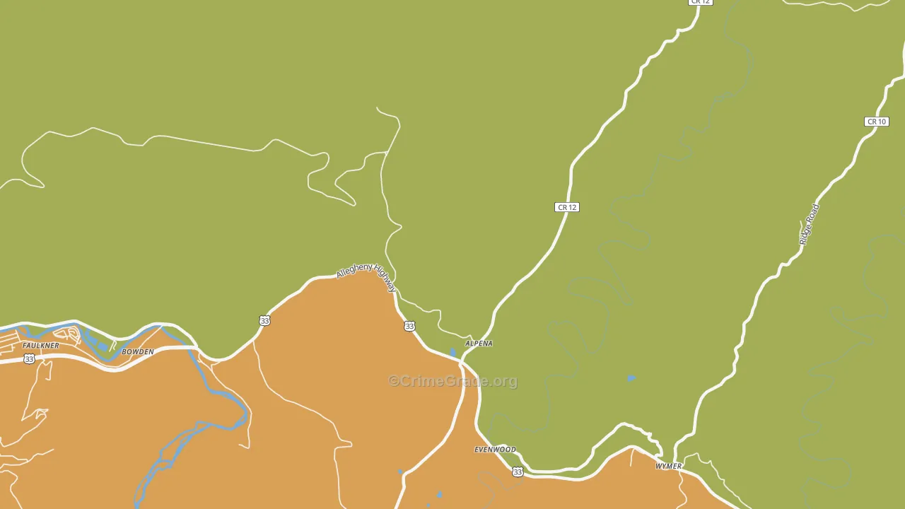 Alpena, WV Map of Burglary Rates