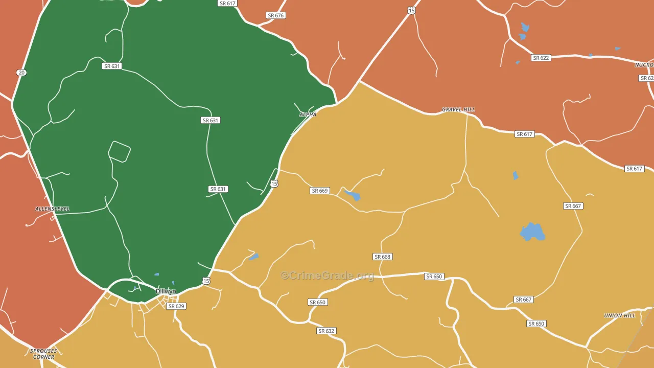 Alpha, VA Map of Burglary Rates