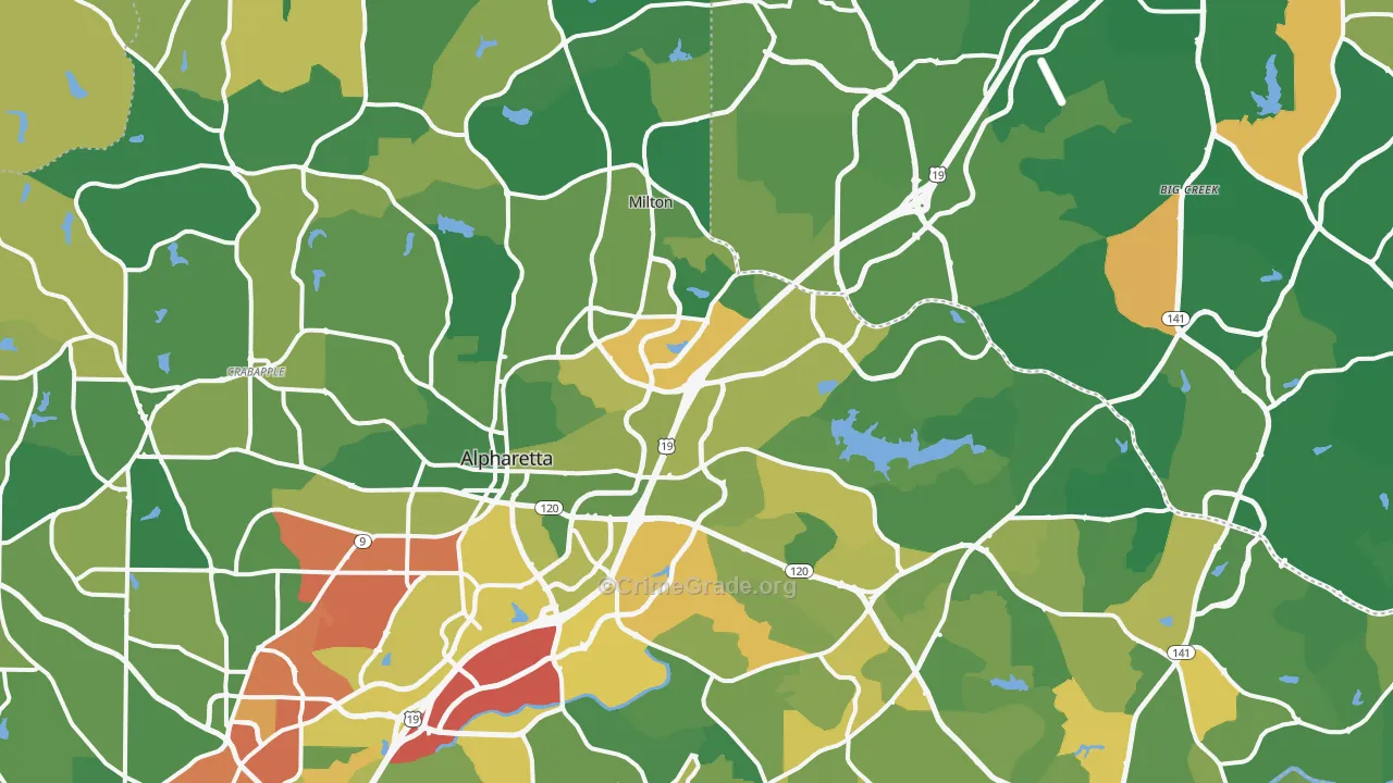 Alpharetta, GA Map of Burglary Rates