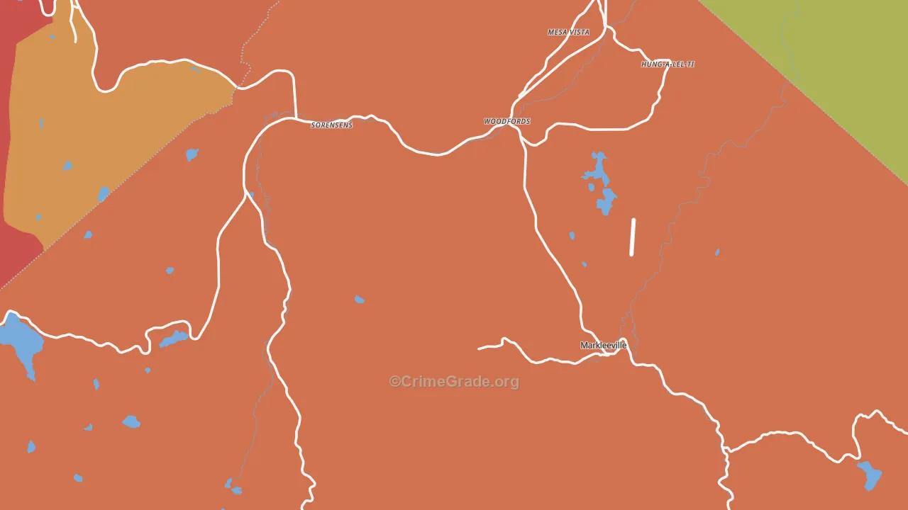 Alpine County, CA Map of Burglary Rates
