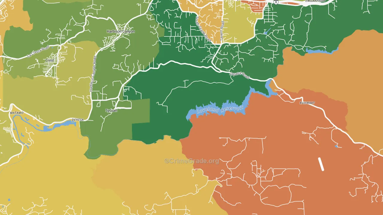 Alpine Heights, CA Map of Burglary Rates
