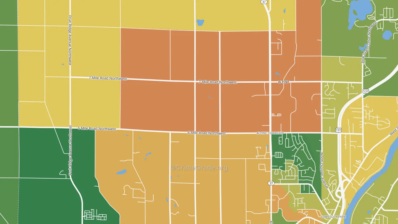 Alpine, MI Map of Burglary Rates