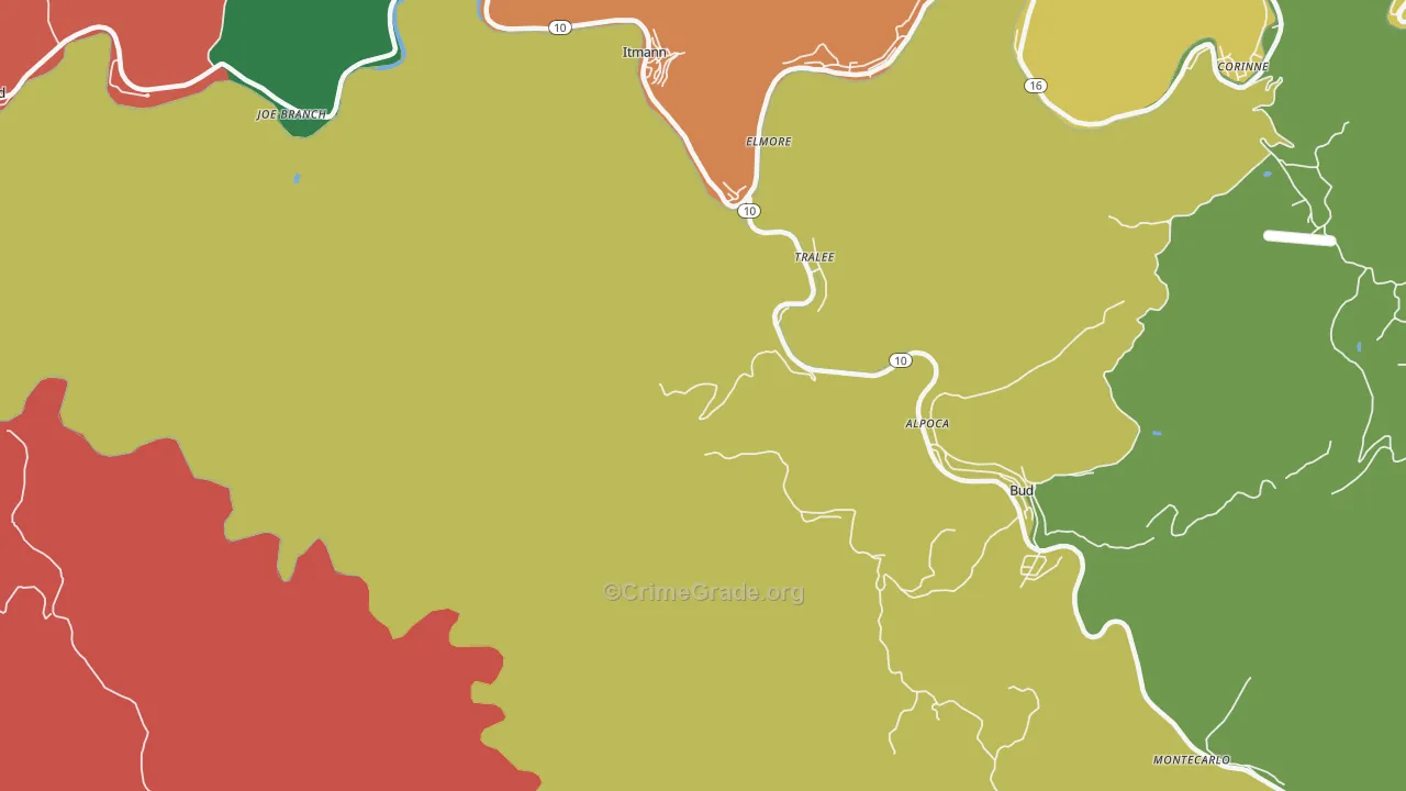 Alpoca, WV Map of Burglary Rates