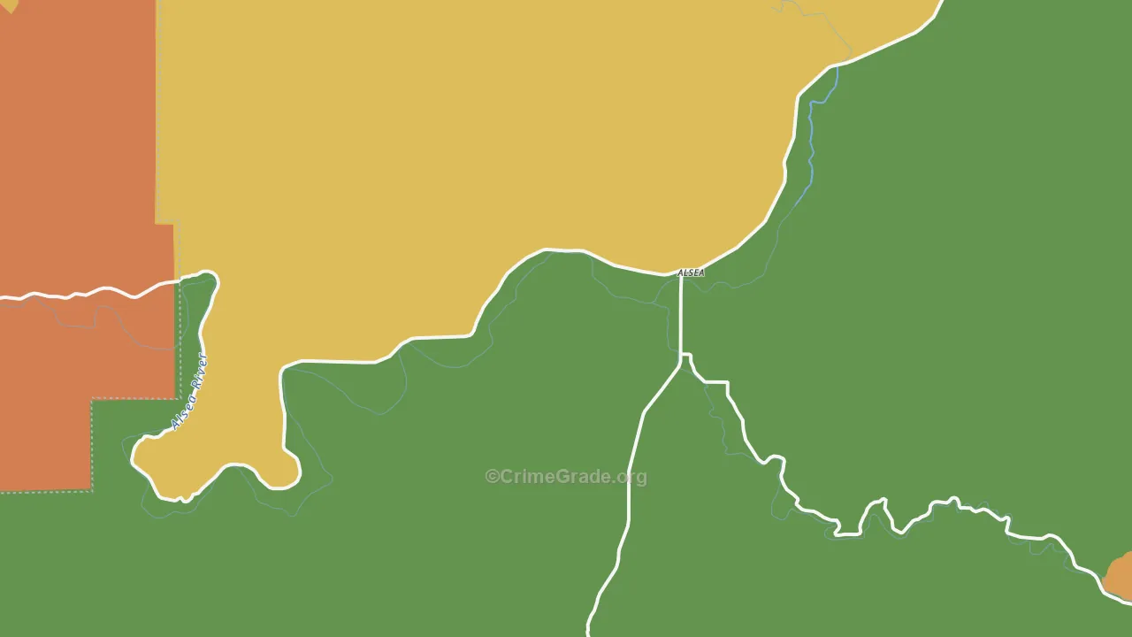 Alsea, OR Map of Burglary Rates
