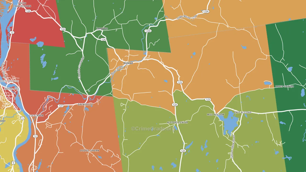 Alstead, NH Map of Burglary Rates