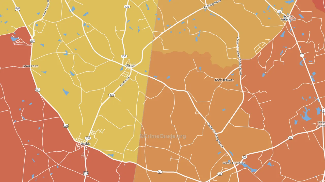 Alston, GA Map of Burglary Rates