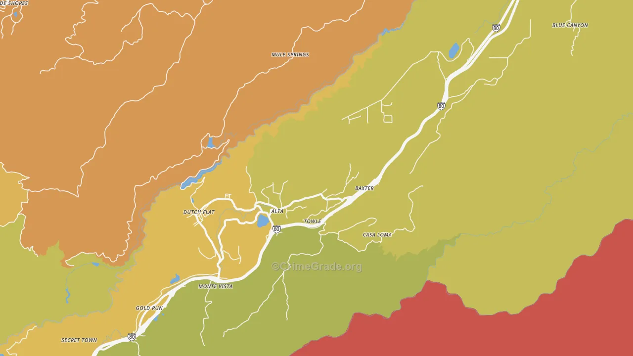 Alta, CA Map of Burglary Rates