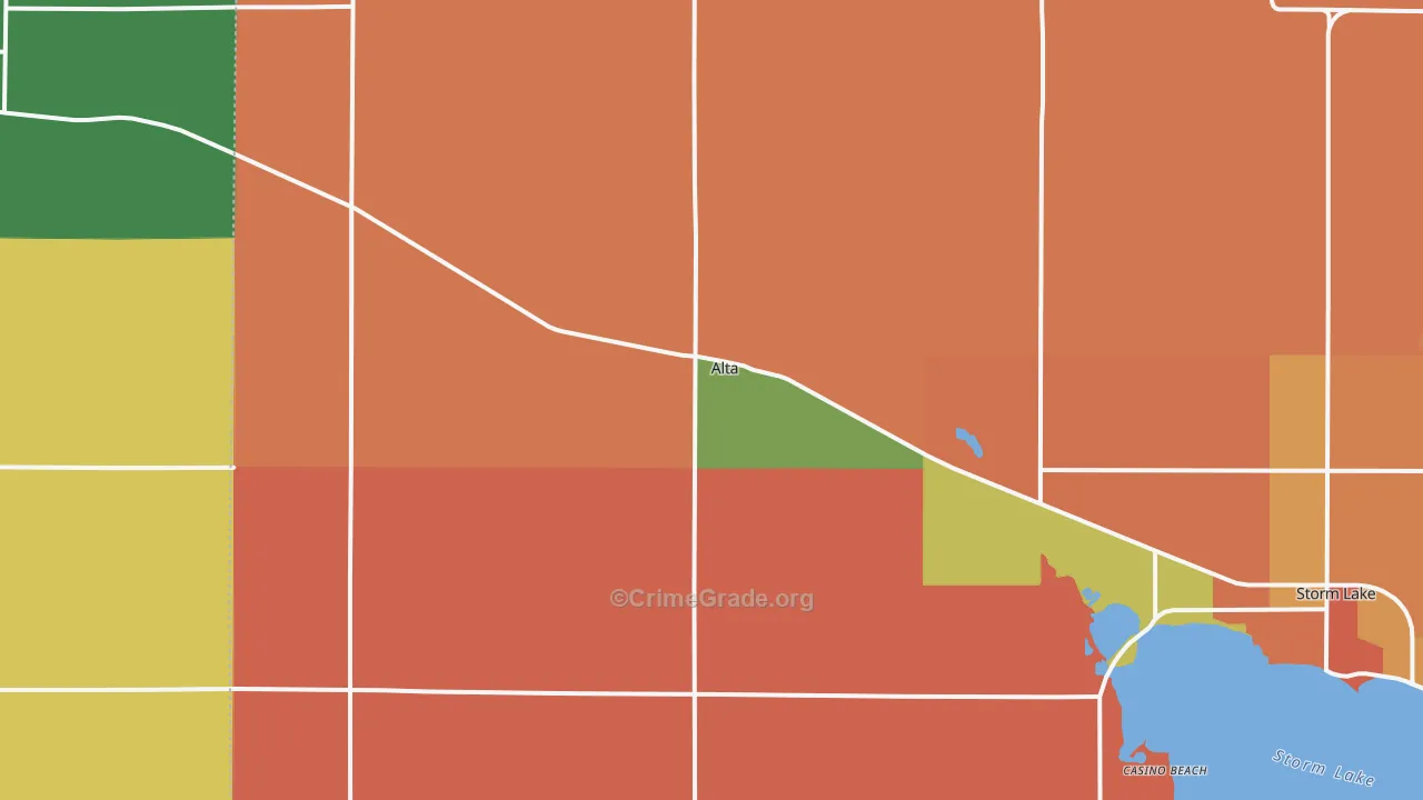 Alta, IA Map of Burglary Rates