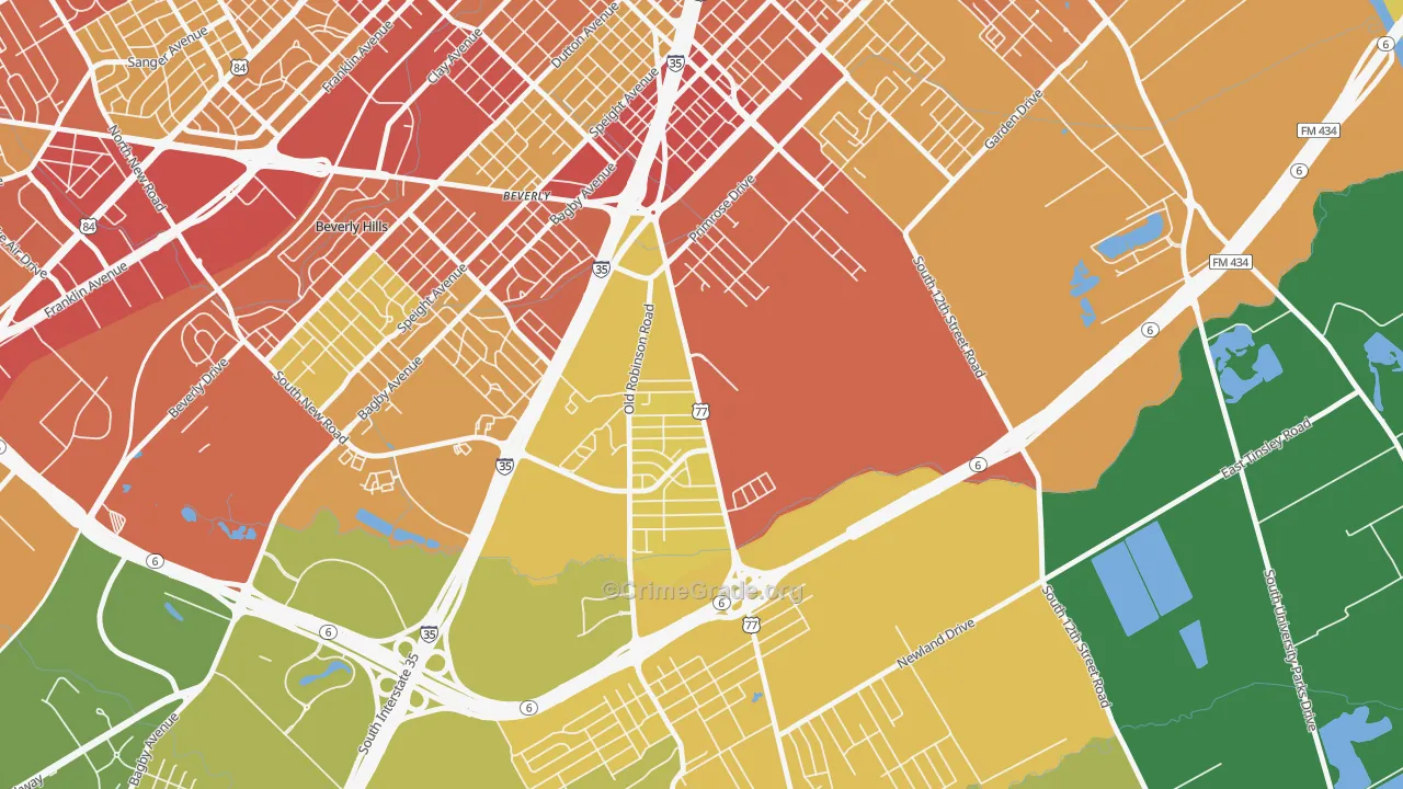 Alta Vista-Waco, Waco, TX Map of Burglary Rates