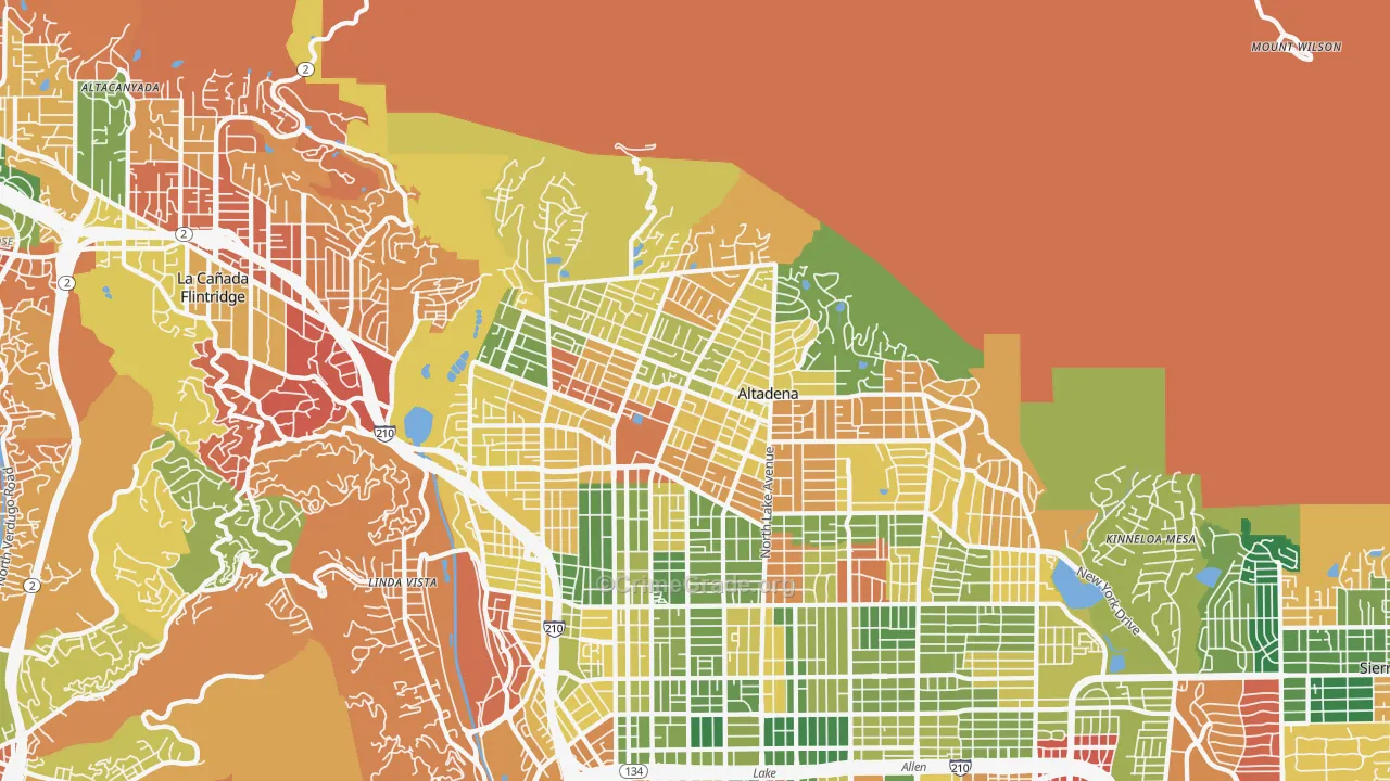 Altadena, CA Map of Burglary Rates