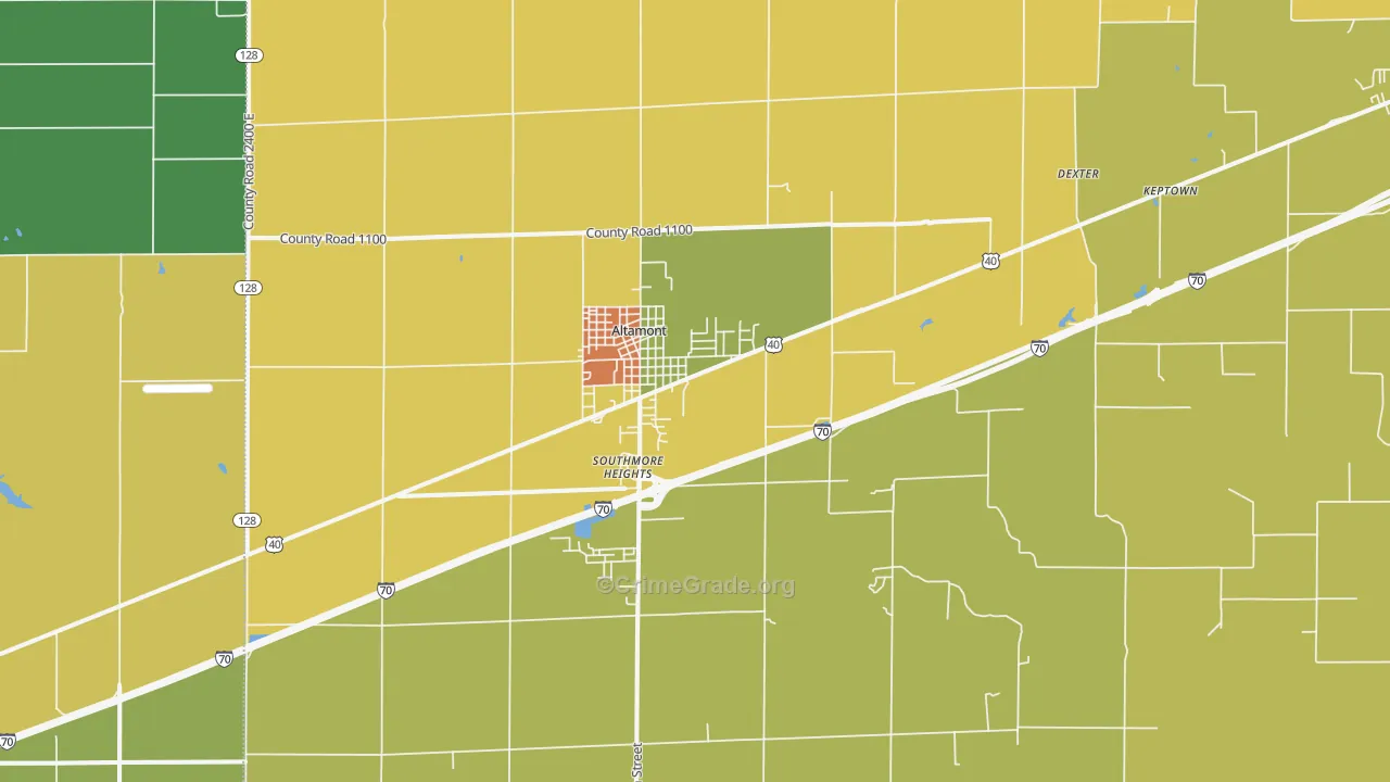 Altamont, IL Map of Burglary Rates