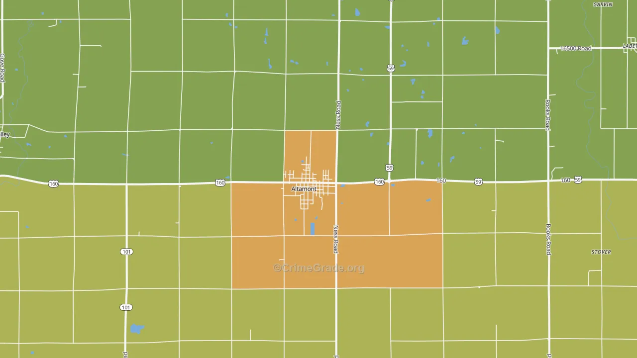 Altamont, KS Map of Burglary Rates