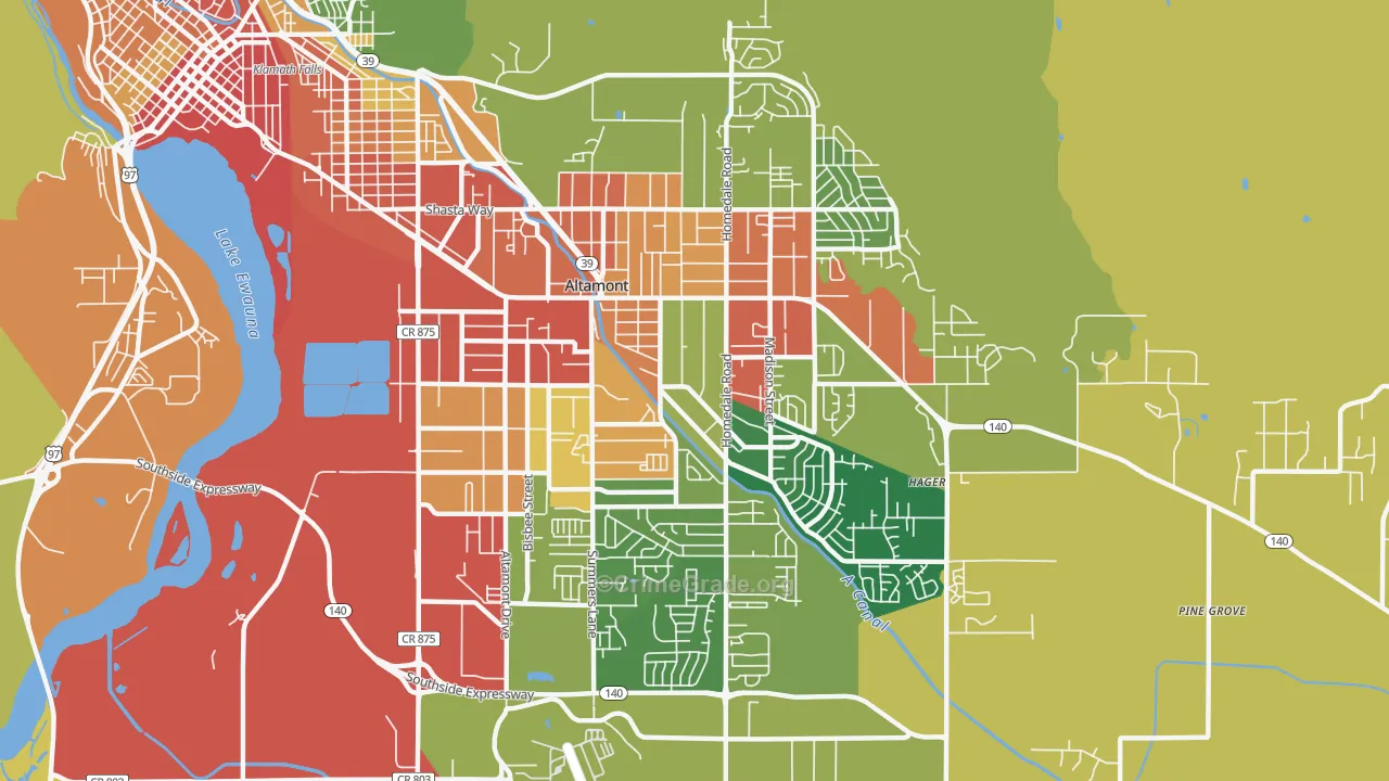 Altamont, OR Map of Burglary Rates