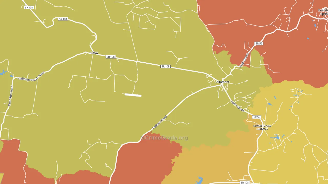 Altamont, TN Map of Burglary Rates