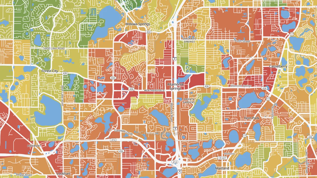 Altamonte Springs, FL Map of Burglary Rates