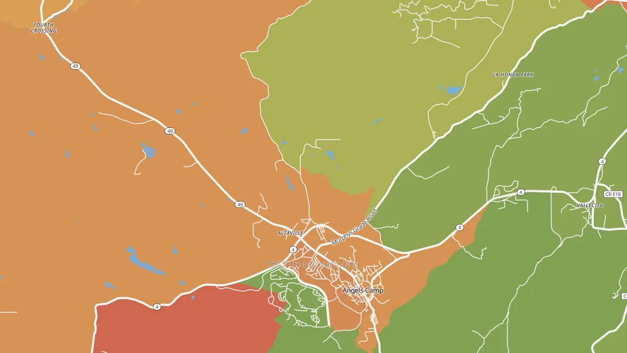 Altaville, CA Map of Burglary Rates