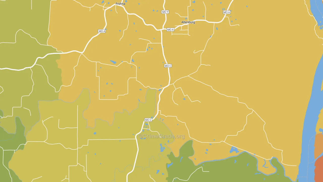 Altenburg, MO Map of Burglary Rates