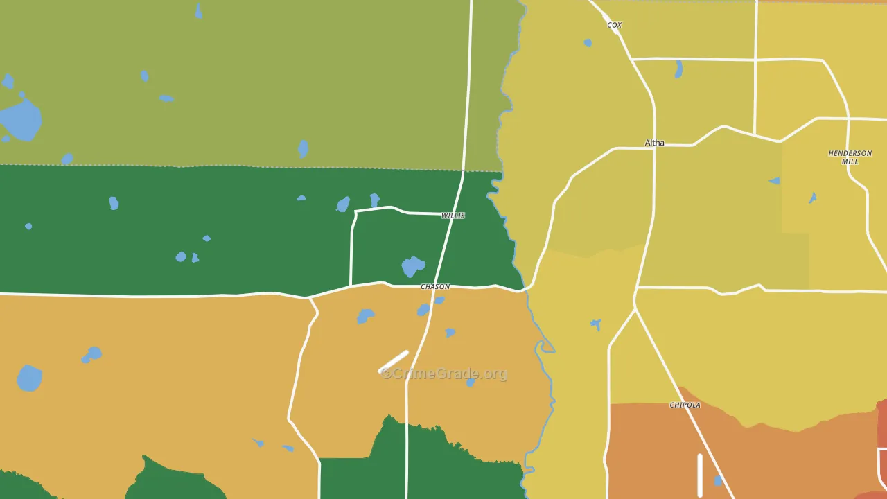 Altha, FL Map of Burglary Rates