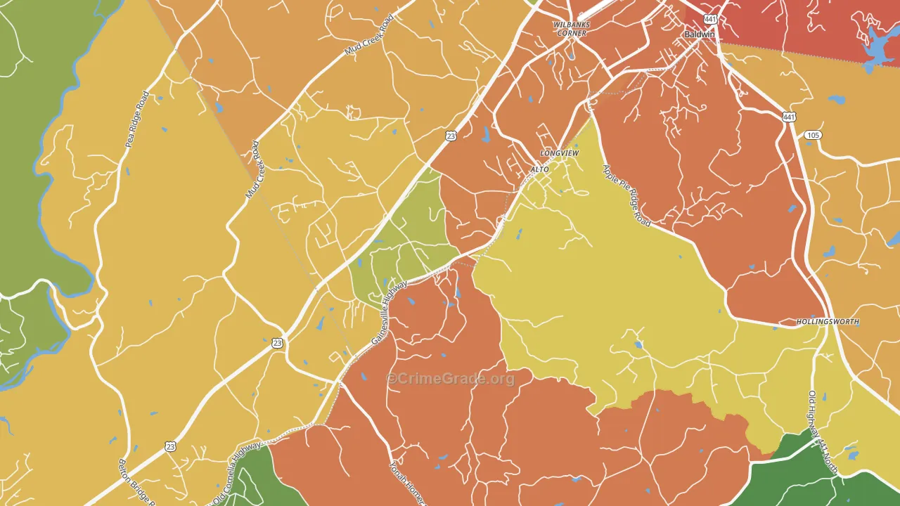 Alto, GA Map of Burglary Rates
