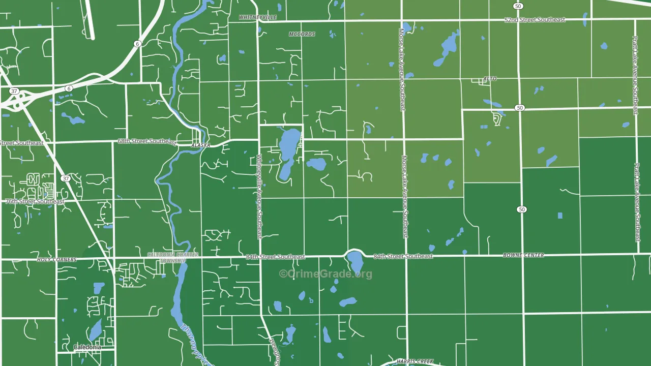 Alto, MI Map of Burglary Rates