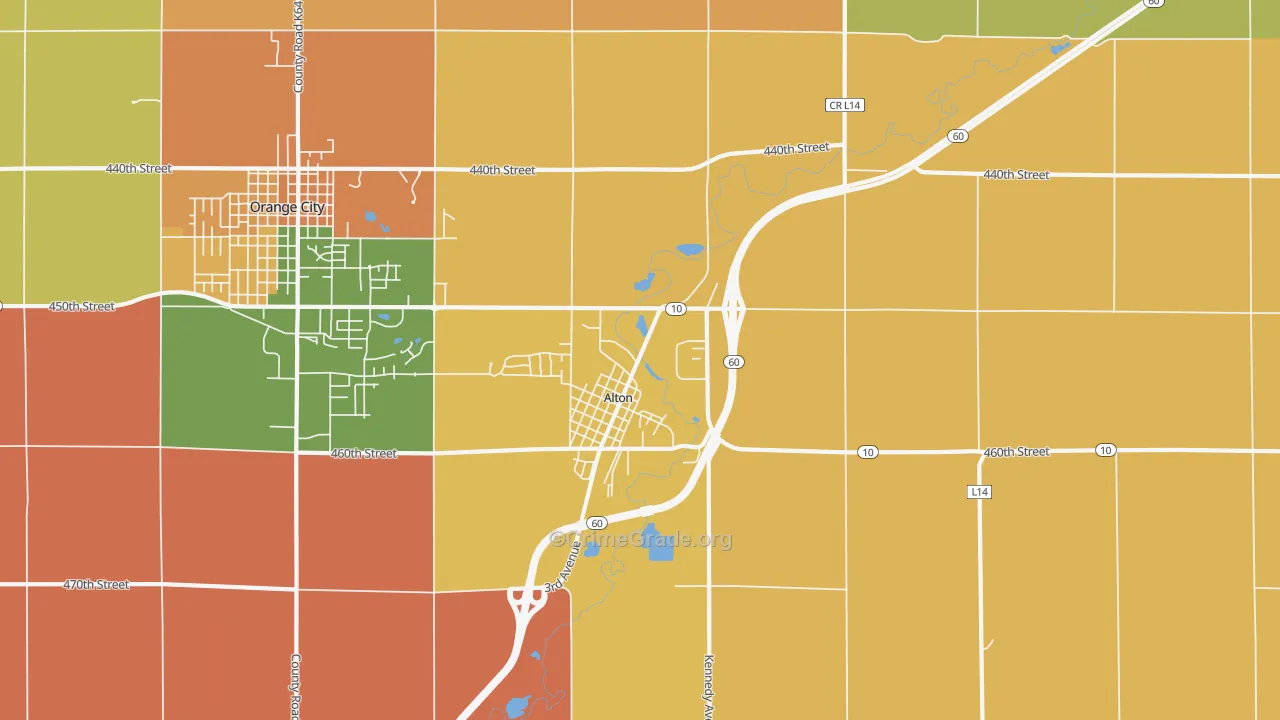 Alton, IA Map of Burglary Rates