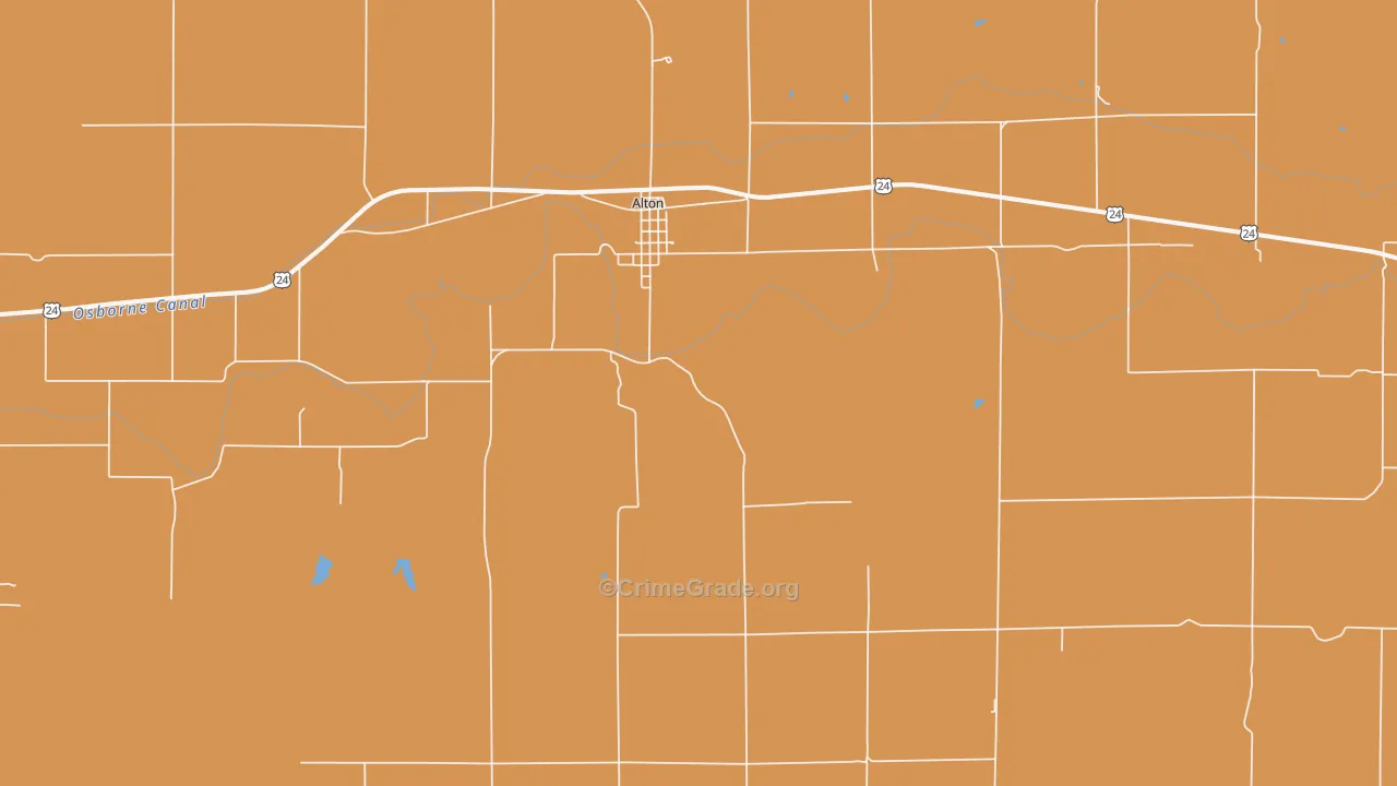 Alton, KS Map of Burglary Rates