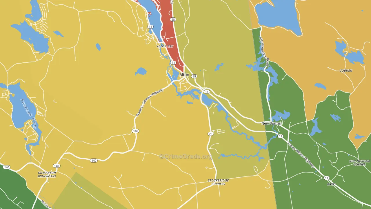 Alton, NH Map of Burglary Rates