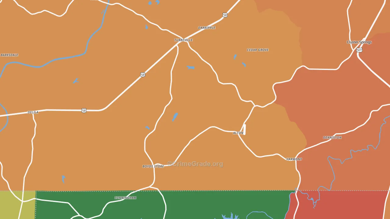 Alton, VA Map of Burglary Rates