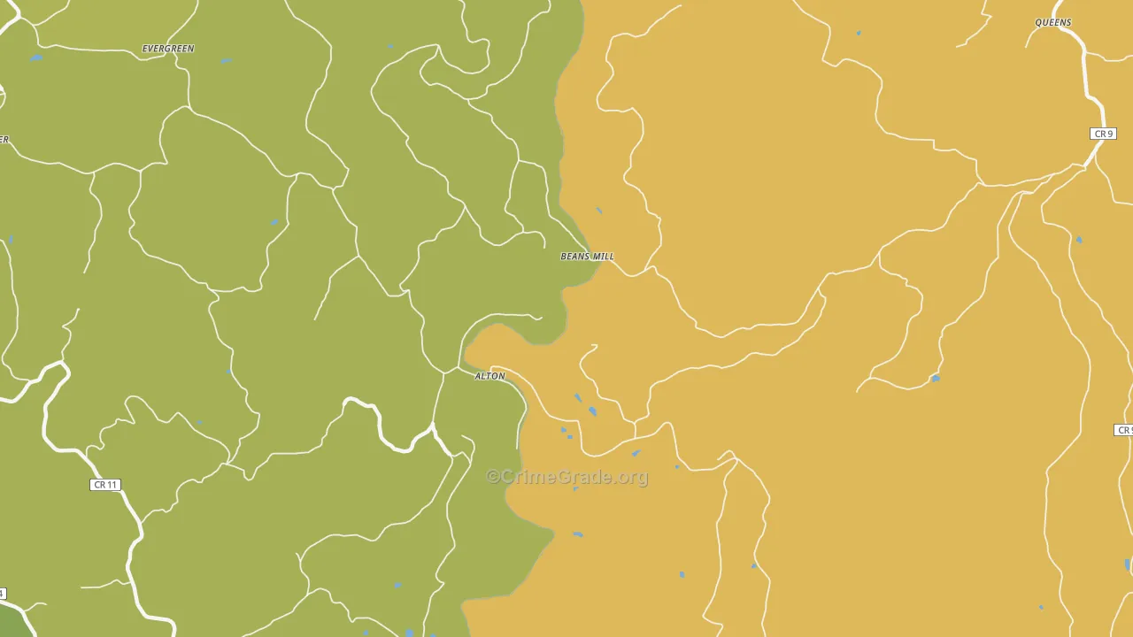 Alton, WV Map of Burglary Rates