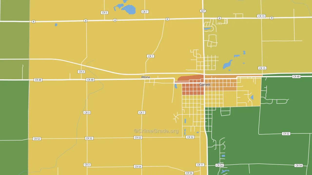 Altona, IN Map of Burglary Rates