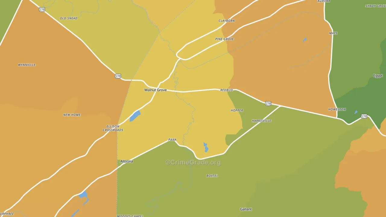 Altoona, AL Map of Burglary Rates