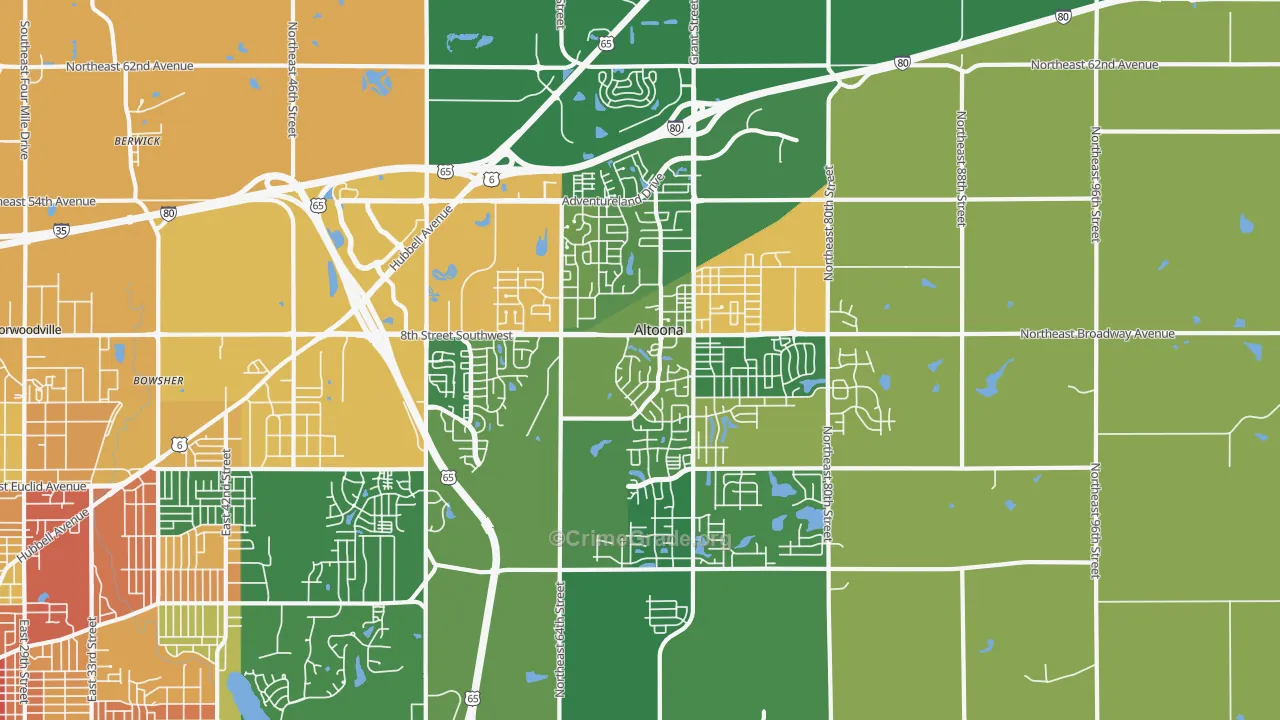 Altoona, IA Map of Burglary Rates