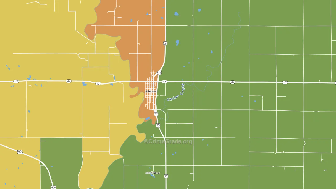 Altoona, KS Map of Burglary Rates