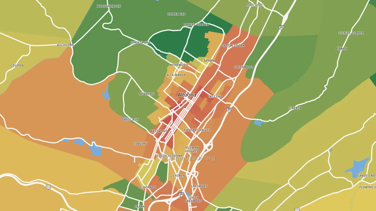Altoona, PA Map of Burglary Rates