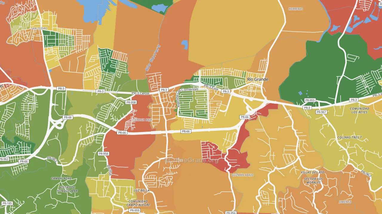 Alturas de Rio Grande, Rio Grande, PR Map of Burglary Rates