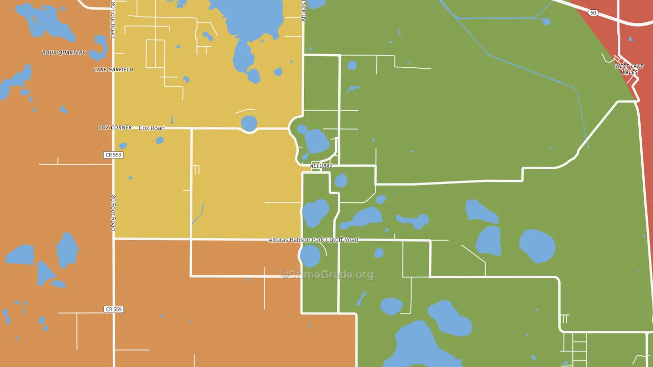 Alturas, FL Map of Burglary Rates