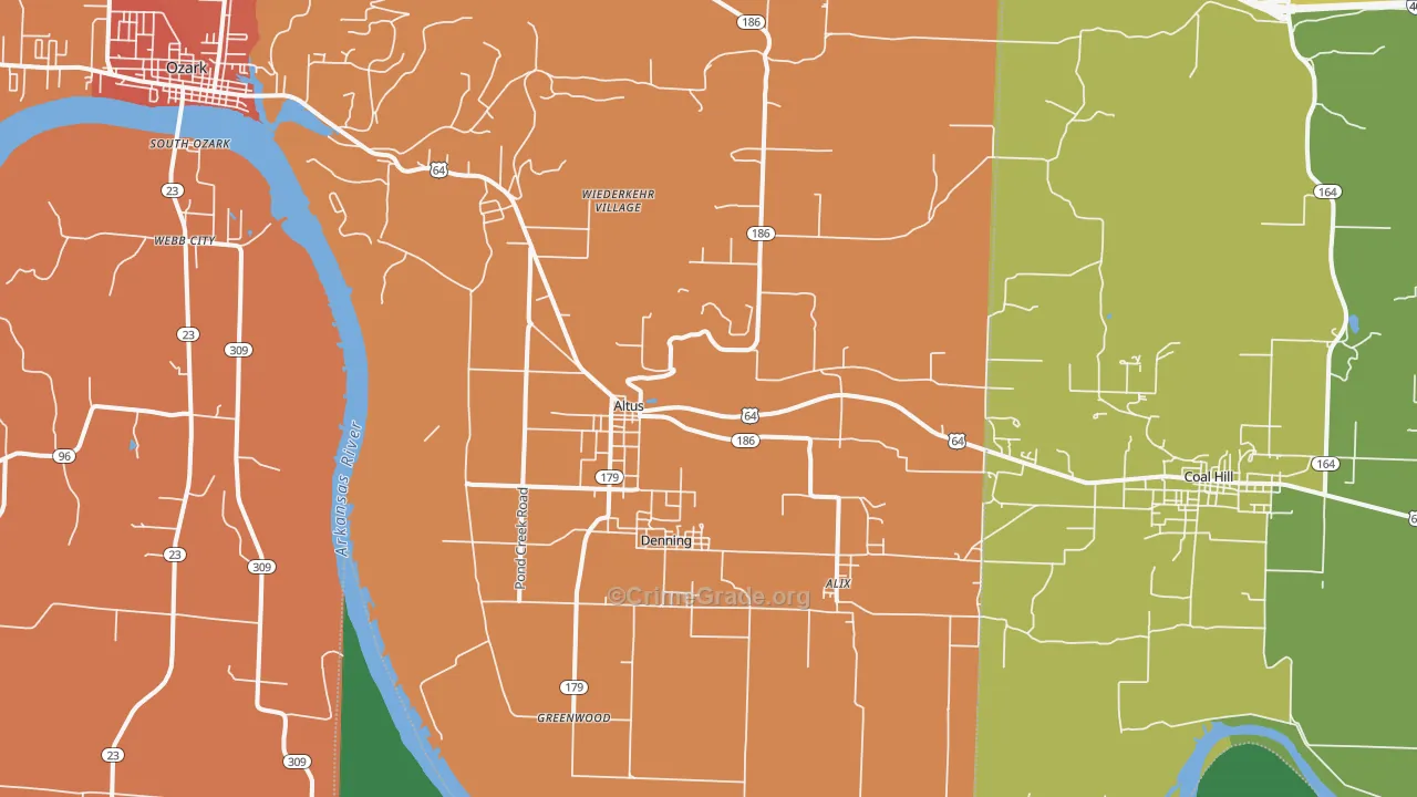 Altus, AR Map of Burglary Rates