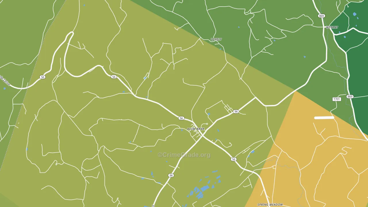 Alum Bank, PA Map of Burglary Rates