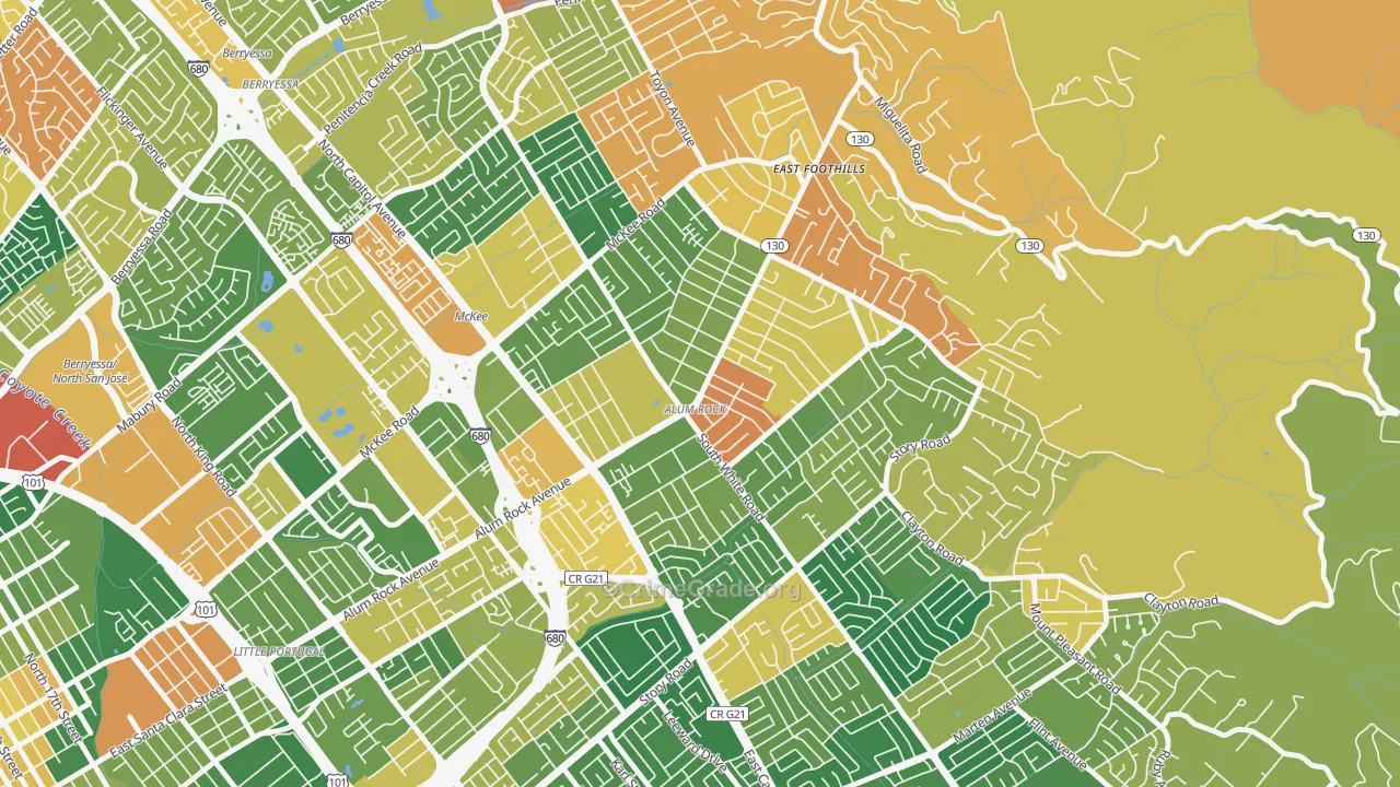 Alum Rock, CA Map of Burglary Rates