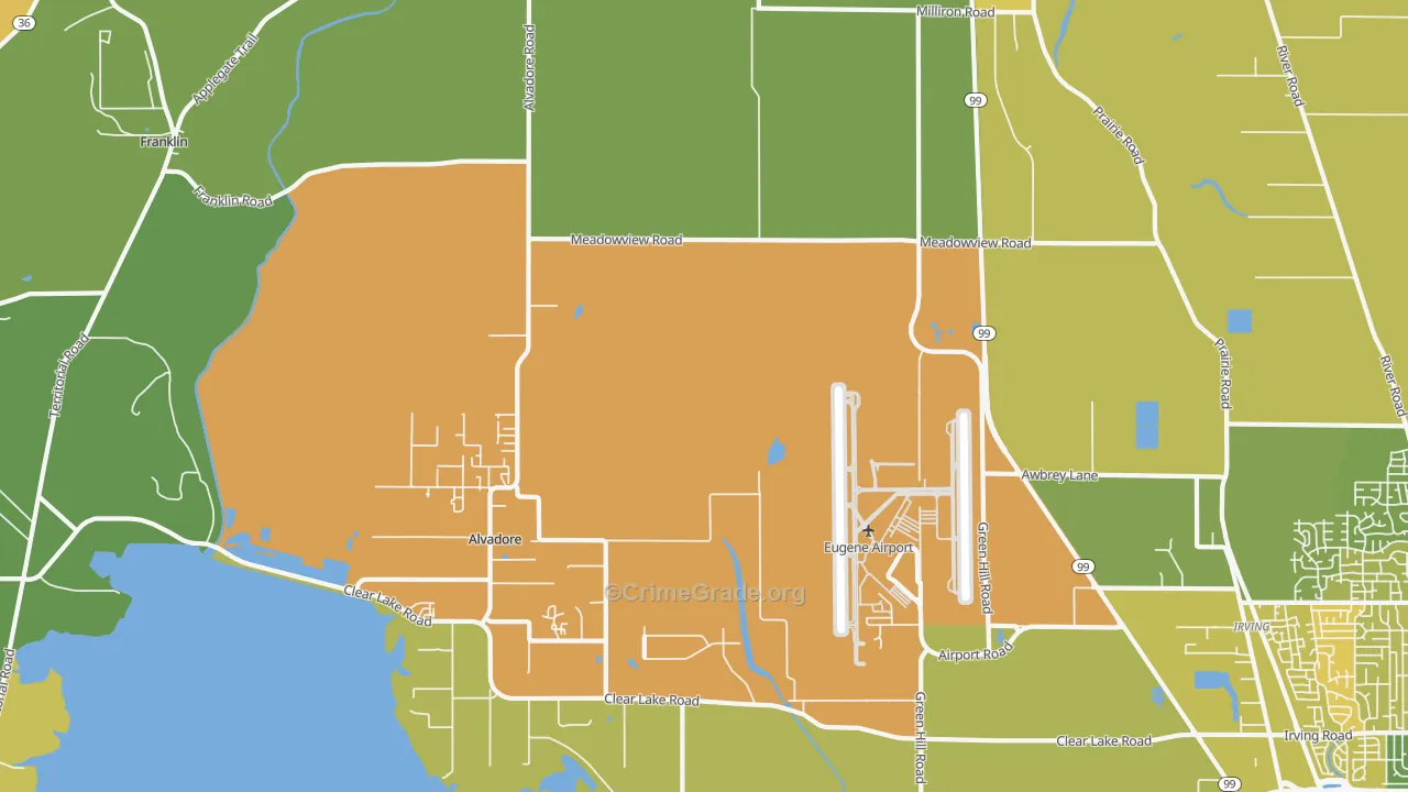 Alvadore, OR Map of Burglary Rates