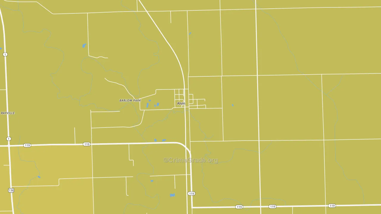 Alvan, IL Map of Burglary Rates