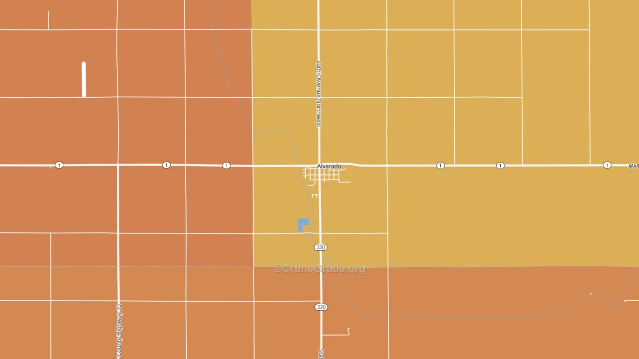 Alvarado, MN Map of Burglary Rates