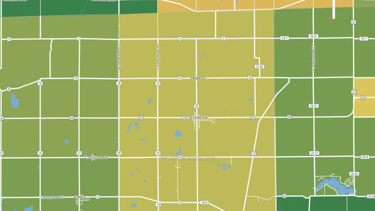 Alvordton, OH Map of Burglary Rates
