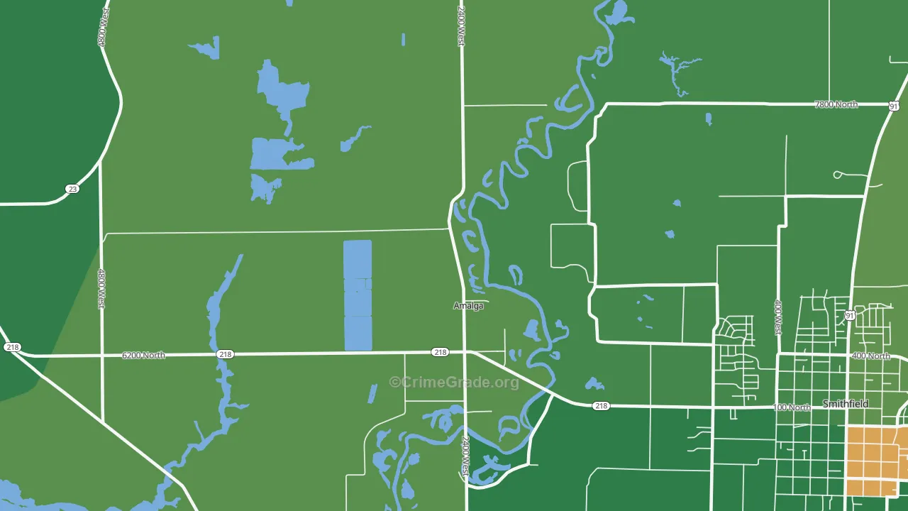 Amalga, UT Map of Burglary Rates